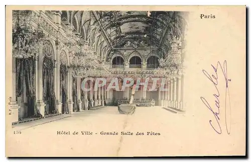 Cartes postales Paris Hotel de Ville Grande Salle des Fetes Carte 1899