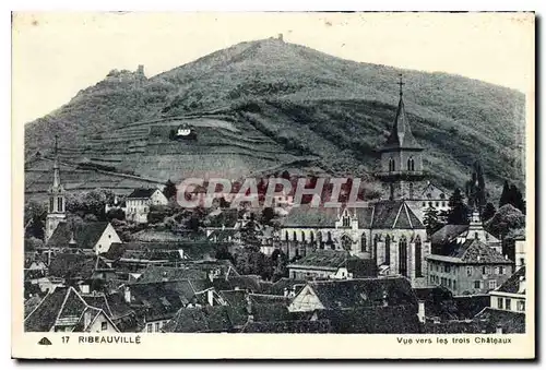 Cartes postales Ribeauville Vue vers les trois Chateaux