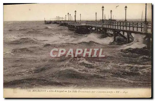 Cartes postales Arcachon Cote d'Argent La Jetee Promenade par auvais temps