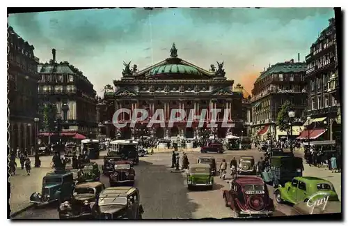 Ansichtskarte AK Paris et ses Merveilles La Place et le theatre de l'Opera Automobile