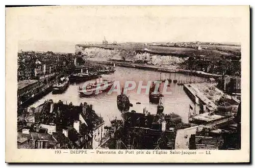 Cartes postales Dieppe Panorama du Port pris de l'Eglise Saint Jacques Bateaux