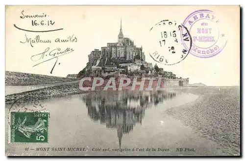 Cartes postales Mont Saint Michel Cote sud vue prise a l'est de la Digue
