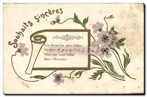 Cartes postales Souhaits Sinceres Fleurs