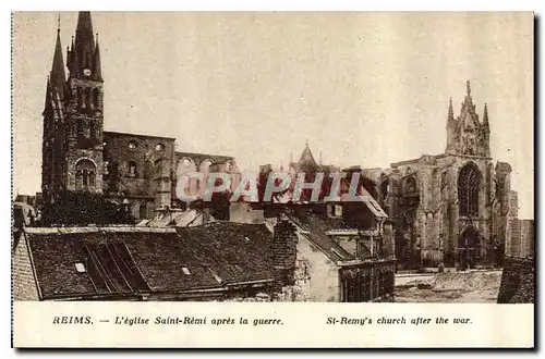 Ansichtskarte AK Reims L'Eglise Saint Remi apres la guerre