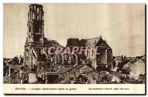 Ansichtskarte AK Reims L'Eglise Saint Remi apres la guerre