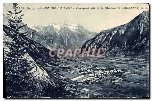 Cartes postales Dauphine Bourg d'Oisans vue generale et la Chaine de Belledonne