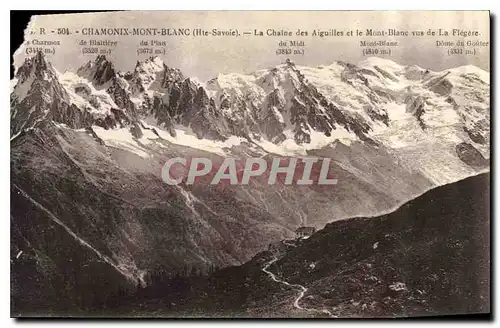 Ansichtskarte AK Chamonix Mont Blanc Hte Savoie la Chaine des Aiguilles et le Mont Blanc vus de la Flegere