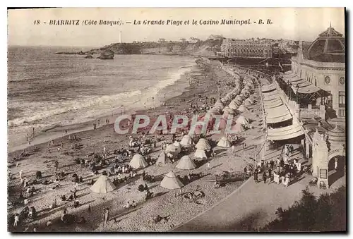 Ansichtskarte AK Biarritz Cote Basque la Grande Plage et le Casino Municipal