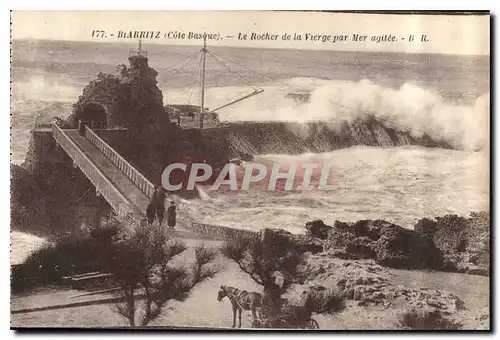 Ansichtskarte AK Biarritz Cote Basque le Rocher de la Vierge par Mer Agitee