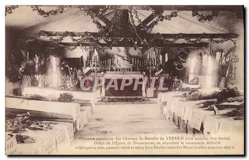 Cartes postales Ossuaire provisoire des Champs de Bataille de Verdun rive gauche rive droite