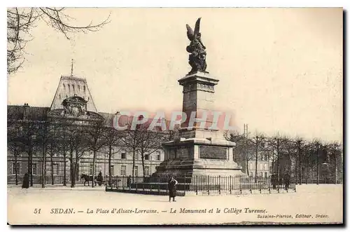 Ansichtskarte AK Sedan La Plage d'Alsace Lorraine Le Monument et le College Turenne