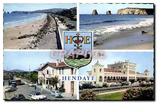 Cartes postales Souvenir d'Hendaye Frontiere Franco Espagnole la plage vers les deux Jumeaux pont International