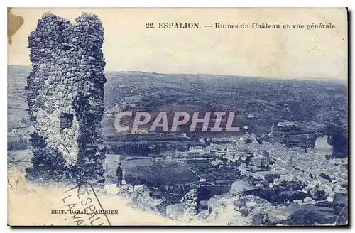 Cartes postales Espalion Ruines du Chateau et vue generale