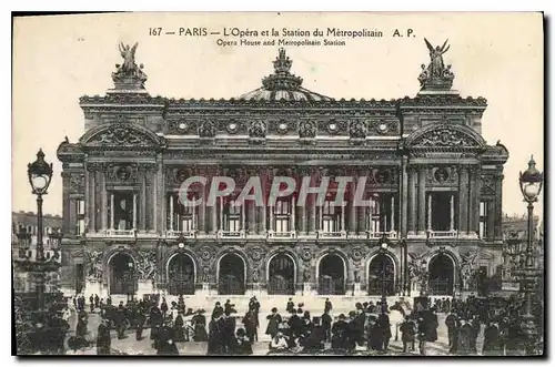 Ansichtskarte AK Paris L'Opera et la Station du Metropolitain