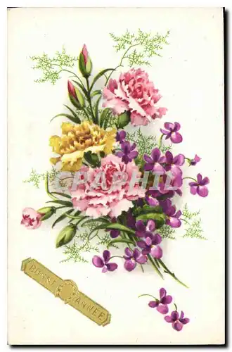 Cartes postales Bonne Annee Fleurs