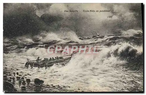 Cartes postales Une tempete Trois Mats en perdition