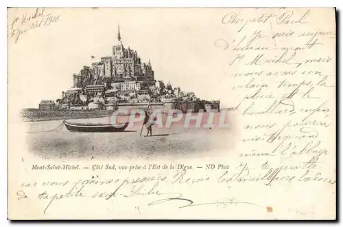 Cartes postales Mont Saint Michel Cote Sud une prise a l'Est de la Digue