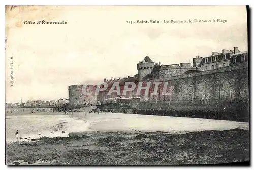 Cartes postales Cote d'Emeraude Saint Malo Les Remparts Le Chateau et la Plage