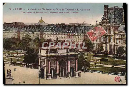 Ansichtskarte AK Paris Le Jardin des Tuileries et l'Arc de Triomphe du Carrousel