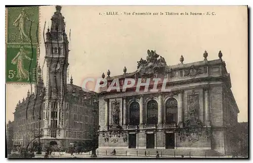 Cartes postales Lille Vue d'Ensemble sur le Theatre et la Bourse