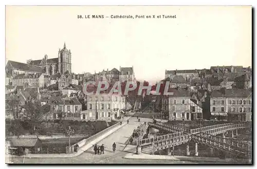 Ansichtskarte AK Le Mans Cathedrale Pont en X et Tunnel