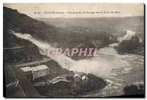 Cartes postales Eguzon Indre Vue generale du Barrage vers le Pont des Piles