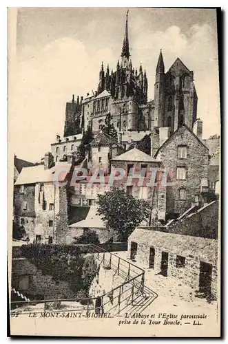 Ansichtskarte AK Le Mont Saint Michel L'Abbaye et l'Eglise paroissiale prise de la Tour Boucle