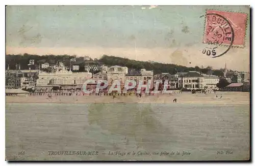 Cartes postales Trouville sur Mer La Plage et le Casino vue prise de la Jetee