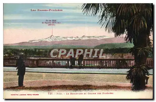 Cartes postales Pau Le Boulevard et Chaine des Pyrenees