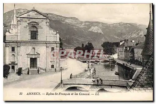 Ansichtskarte AK Annecy Eglise St Francois et le Canaux