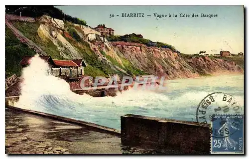 Cartes postales Biarritz Vague a la Cote des Basques