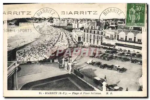 Cartes postales Biarritz Plage et Place Bellevue