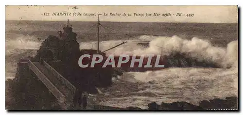 Cartes postales Biarritz Cote Basques Le Rocher de la Vierge par Mer agilee