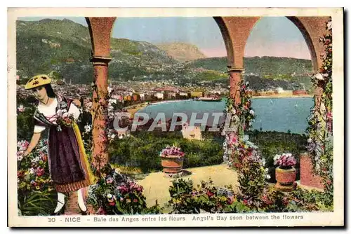 Cartes postales Nice Baie des Anges entre les fleurs