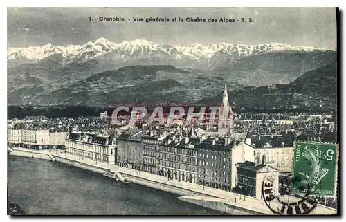 Cartes postales Grenoble Vue generale et la Chaine des Alpes