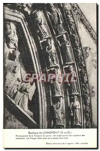 Cartes postales Basilique de Longpont S et O Partie gauche de la Voussure du portail