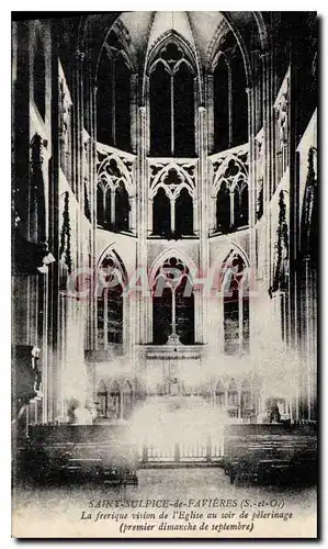 Cartes postales Saint Sulpice de Favieres S et O La feerique de l'Eglise au soir de pelerinage premier dimanche