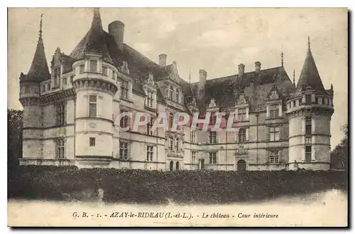 Cartes postales Azay le Rideau I et L Le chateau Cour interiure