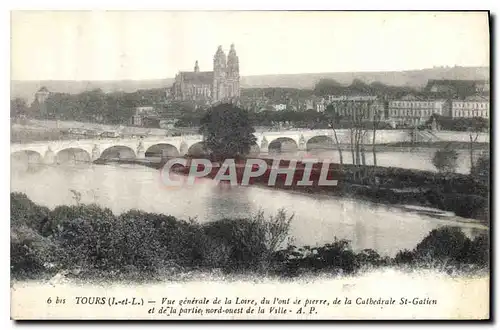 Cartes postales Tours L et L Vue generale de la Loire du Pont de pierre de la Cathedrale St Galien