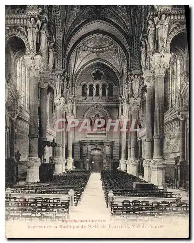 Cartes postales Interieur de la Basilique de ND de Fourviere Vue de l'Entree Lyon
