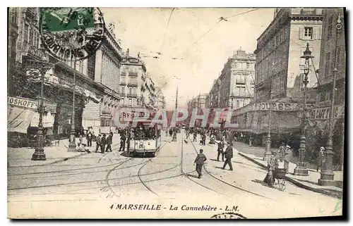 Ansichtskarte AK Marseille La Cannebiere Tramway)