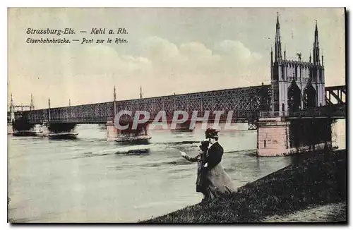 Cartes postales Eisenbahnbrucke Pont sur le Rhin