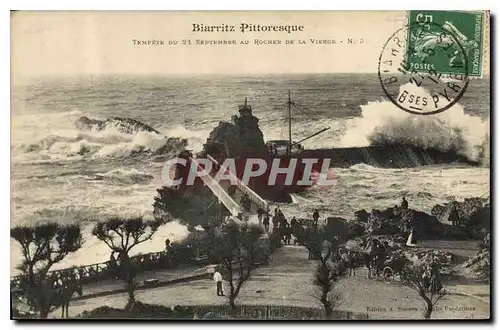 Cartes postales Biarritz Pittoresque Tempete du 21 septembre au Rocher de la Vierge