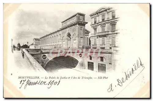 Cartes postales Montpellier le Palais de justice et l'Arc de Triomphe