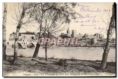 Ansichtskarte AK Avignon Vue d'ensemble du Pont Saint Benezet et du Palais des Papes