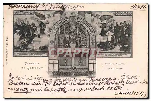 Cartes postales Basilique de Domremy Fresque et Autel de la Crypte