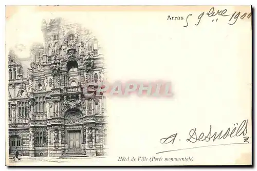 Cartes postales Arras Hotel de Ville Porte monumentale