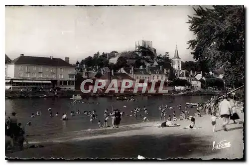 Cartes postales En Touraine Montrichard Loir et Cher la plage sur le Cher en Face le Donjon du XII siecle et l'e