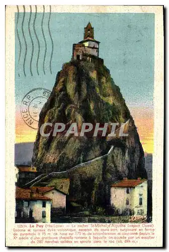 Cartes postales Le Puy Hte Loire le rocher St Michel d'Aiguilhe Aspect Ouest