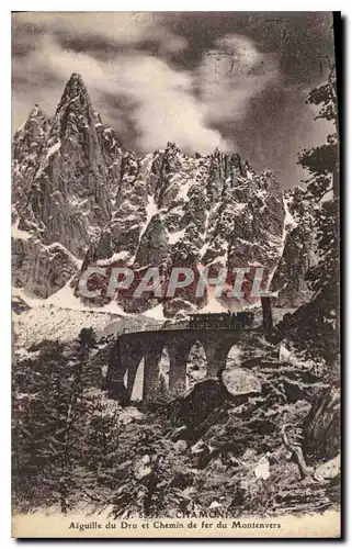 Cartes postales Chamonix Aiguille du Dru et Chemin de fet du Montenvers